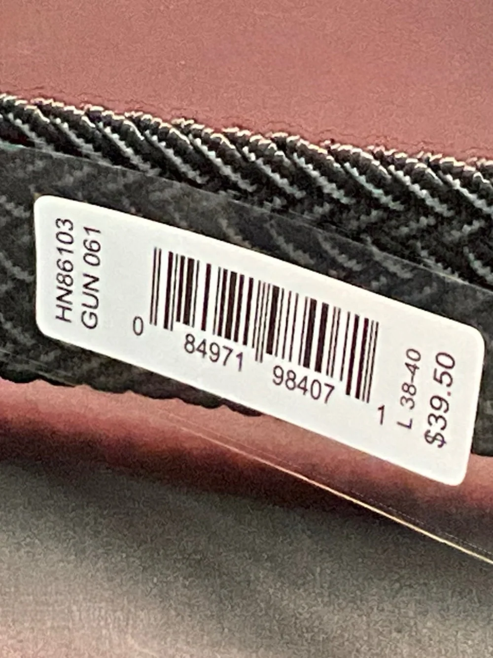 Original Penguin Braided Stretch Belt with Genuine Leather Trim. GUN Colorway.L